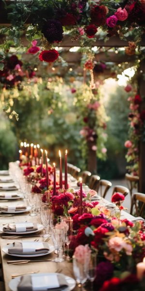 beautiful table arrangement with roses